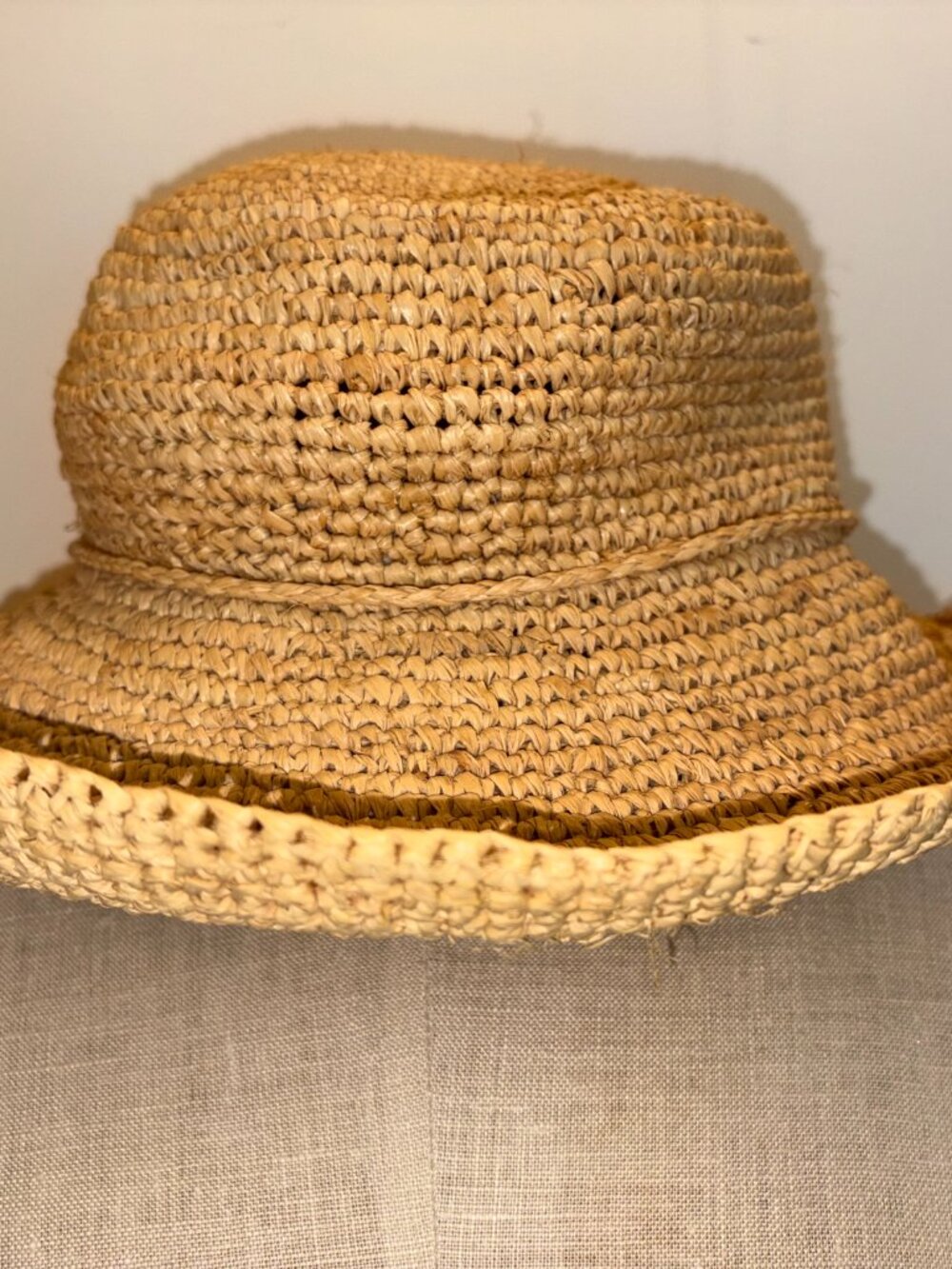 Scala Collection Women’s Wide Brim Straw Sun Hat Beige Bow Detail One Size